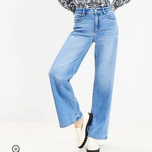 LOFT The Wide Leg High Rise Regular Fit five pocket jeans Sz 27 / Sz 4 new